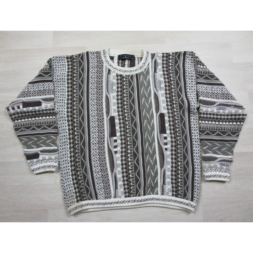 Vintage 1990s Protege Collection 3D-Knit Coogi Style Ugly Sweater (XL) Cream
